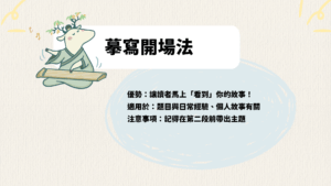 作文萬用開場法：摹寫開場法